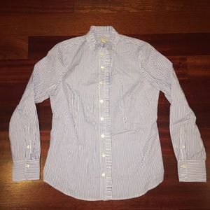 Women’s Blue/White striped button down shirt
